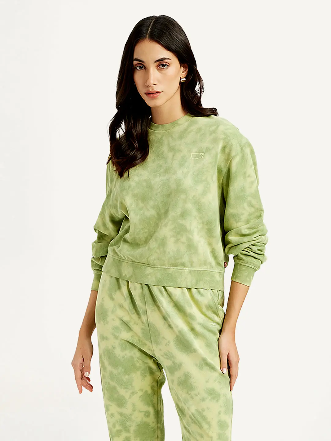 Women's Tie-Dye Green Crew Neck Sweatshirt 1