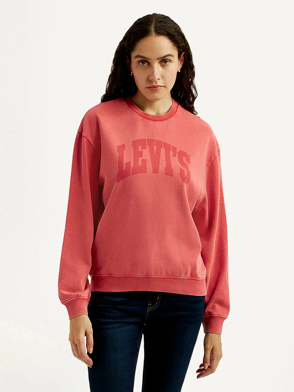 Women's Typography Coral Crew Neck Sweatshirt 1