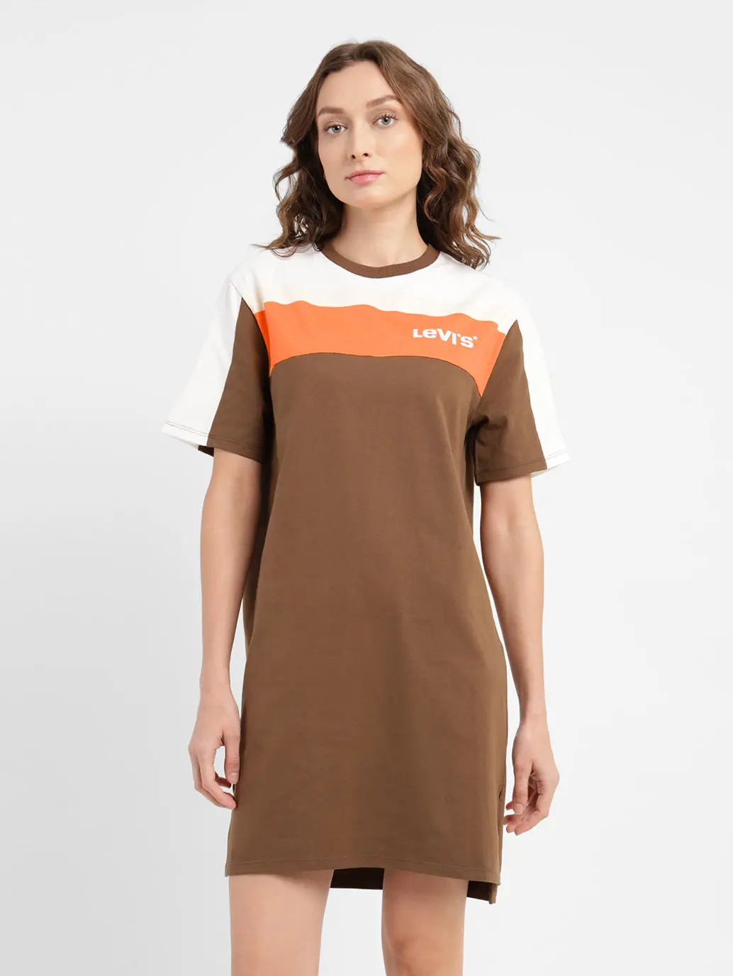 Women's Colorblock Round Neck Dress 1