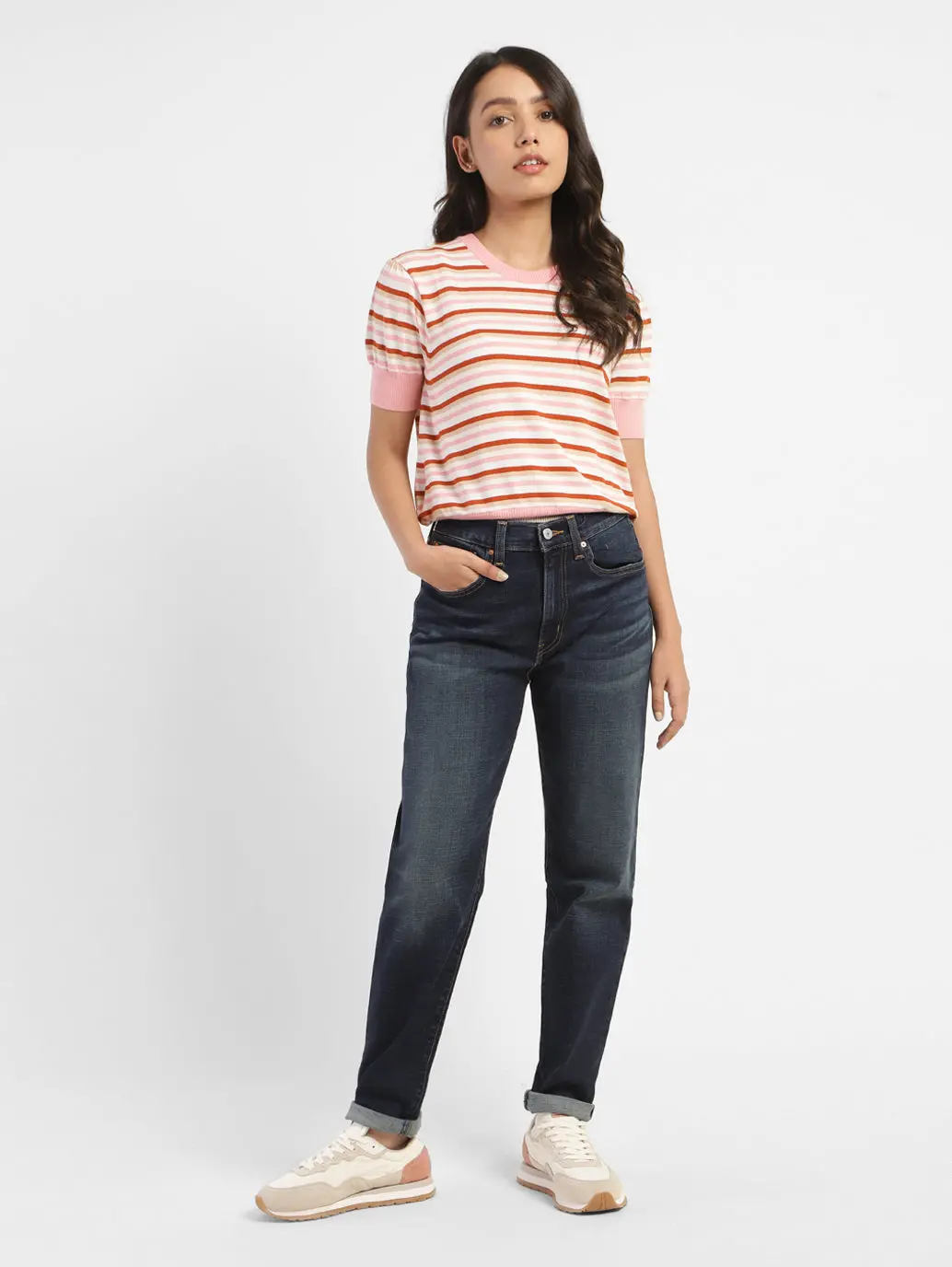 Women's Striped Crew Neck Sweater 1