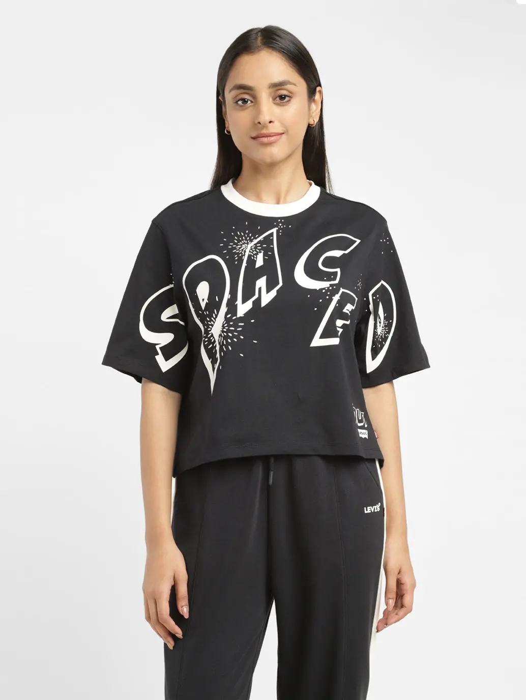 Women's Typographic Print Boxy T-Shirt 2