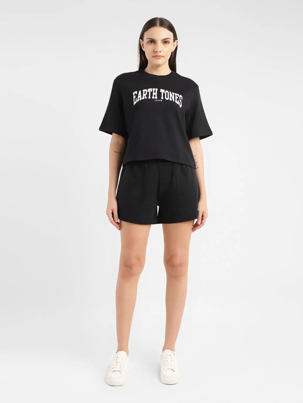 Women's Typographic Print Boxy T-Shirt 1