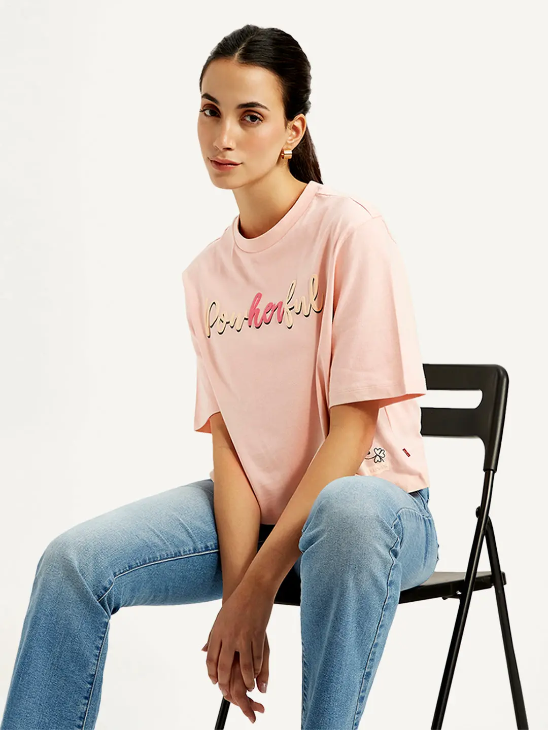 Women's Typographic Print Relaxed Fit T-Shirt 1