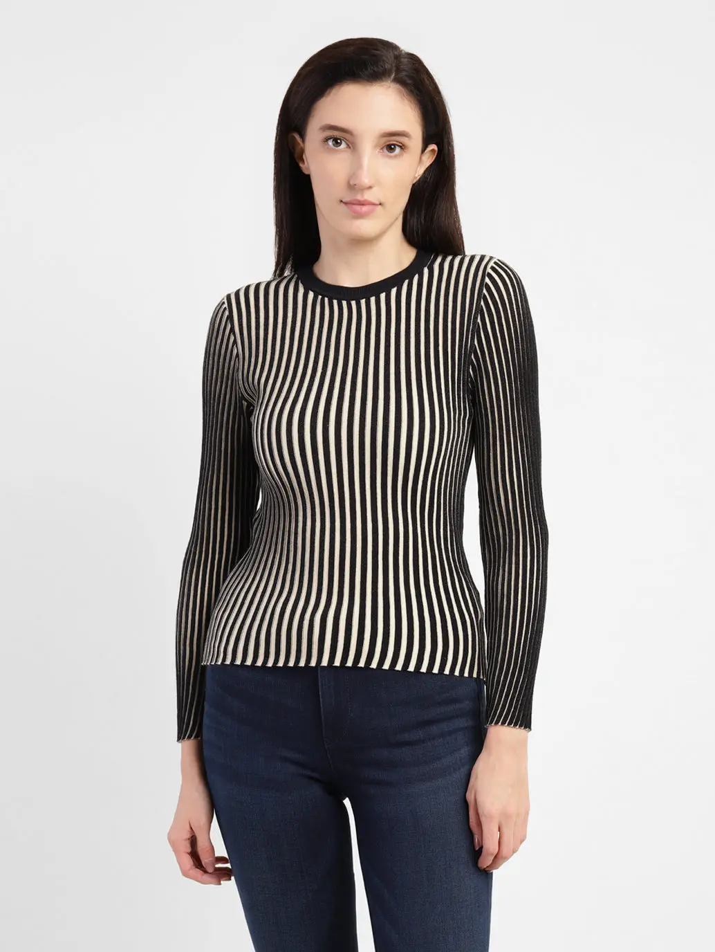 Women's Striped Crew Neck Top 1