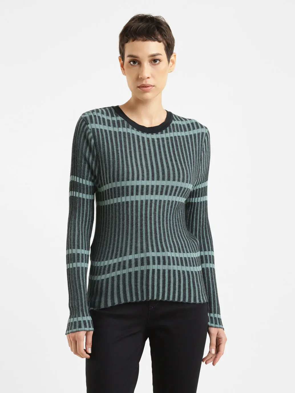 Women's Striped Round Neck Top 1