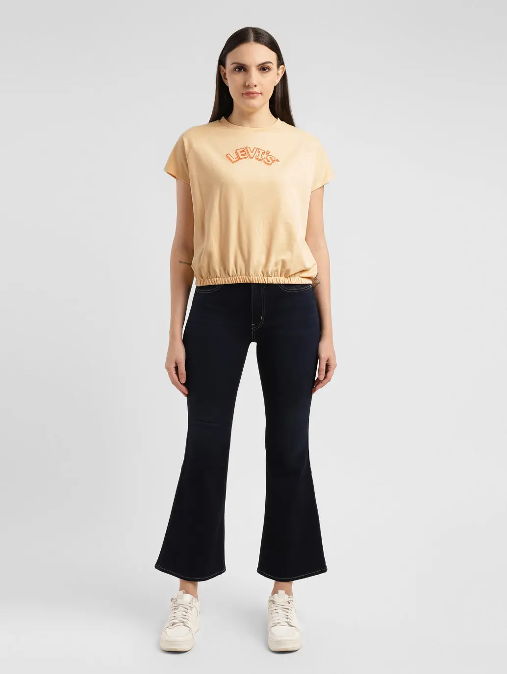 Women's Brand Logo Round Neck Top 1