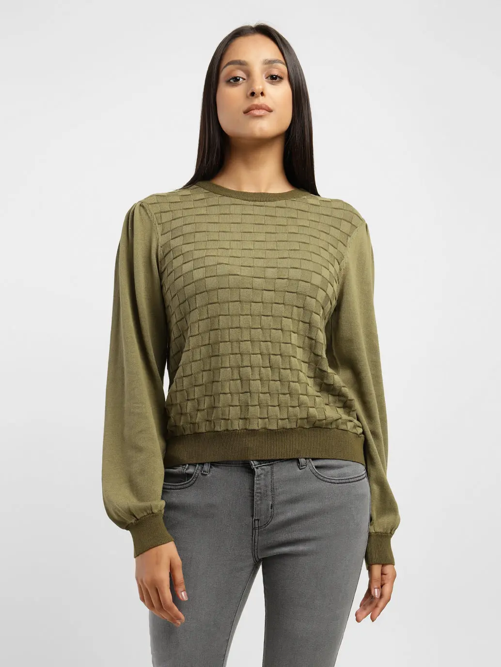 Women's Textured Round Neck Sweater 1