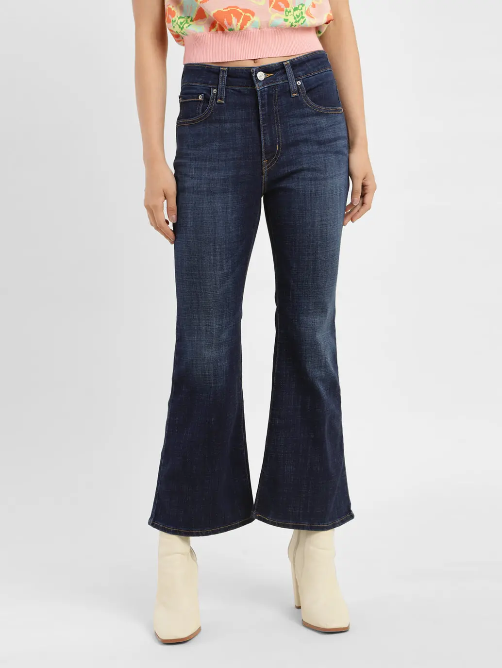 Women's 726 Blue Flared Fit Mid Rise Jeans 1