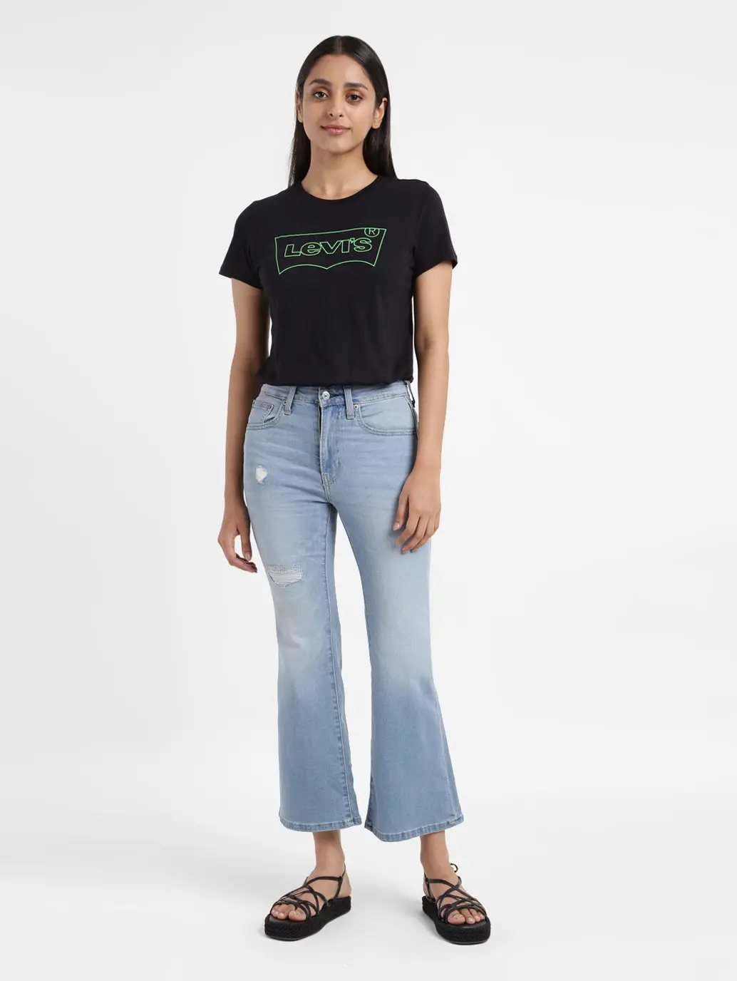 Women's 726 Blue Flared Fit High Rise Jeans 1