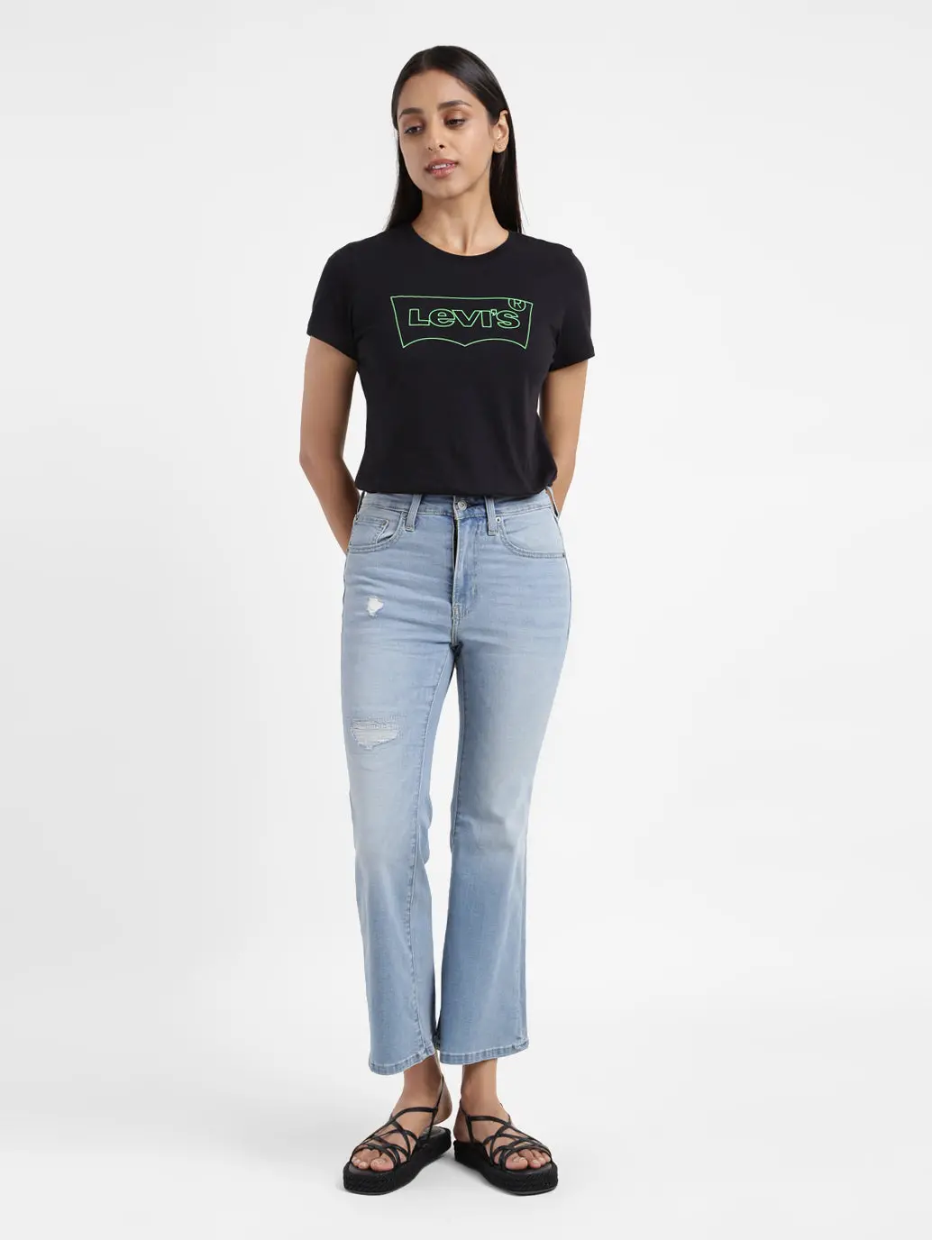 Women's 726 Blue Flared Fit High Rise Jeans 8