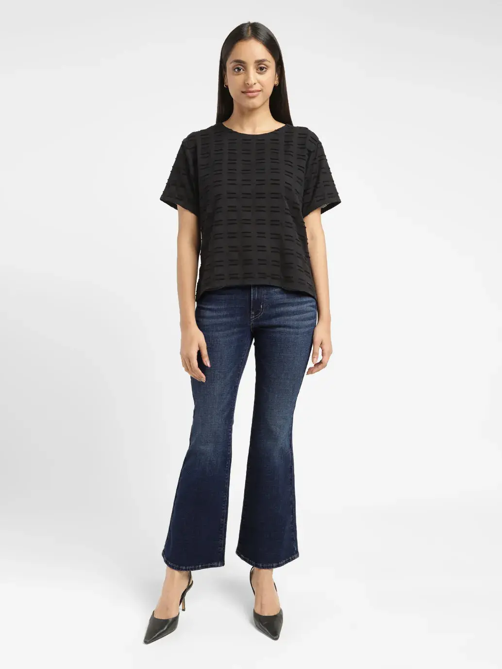Women's 726 Blue Flared Fit Mid Rise Jeans 1