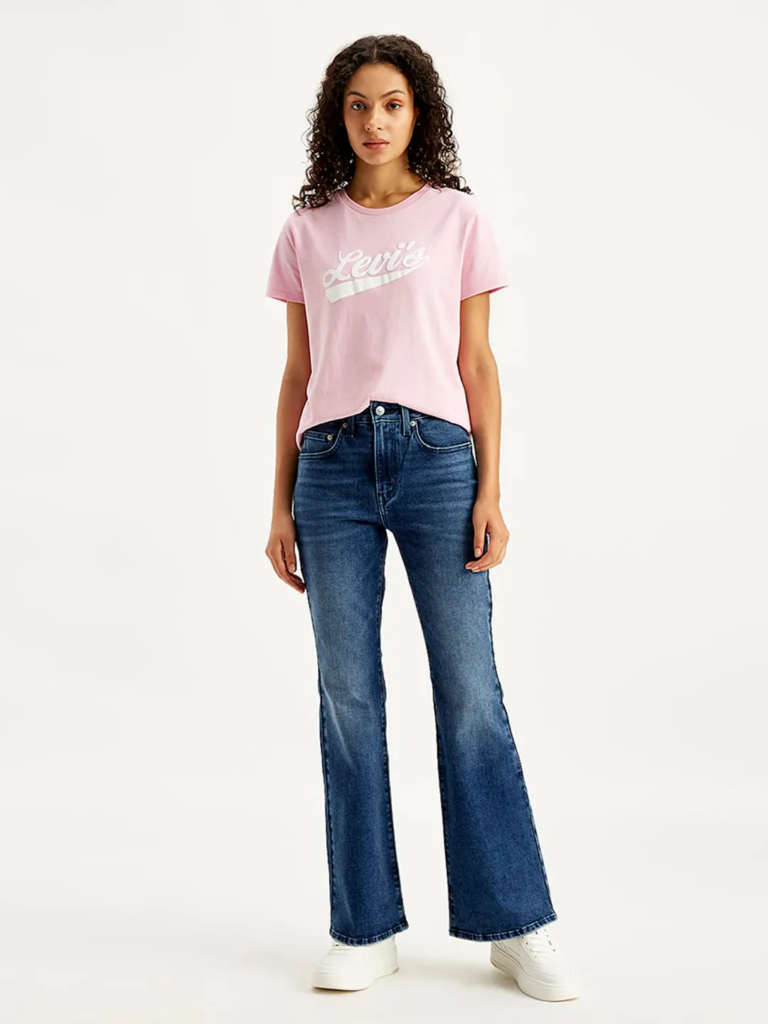 Women's 726 Blue Flared Fit Mid Rise Jeans 1