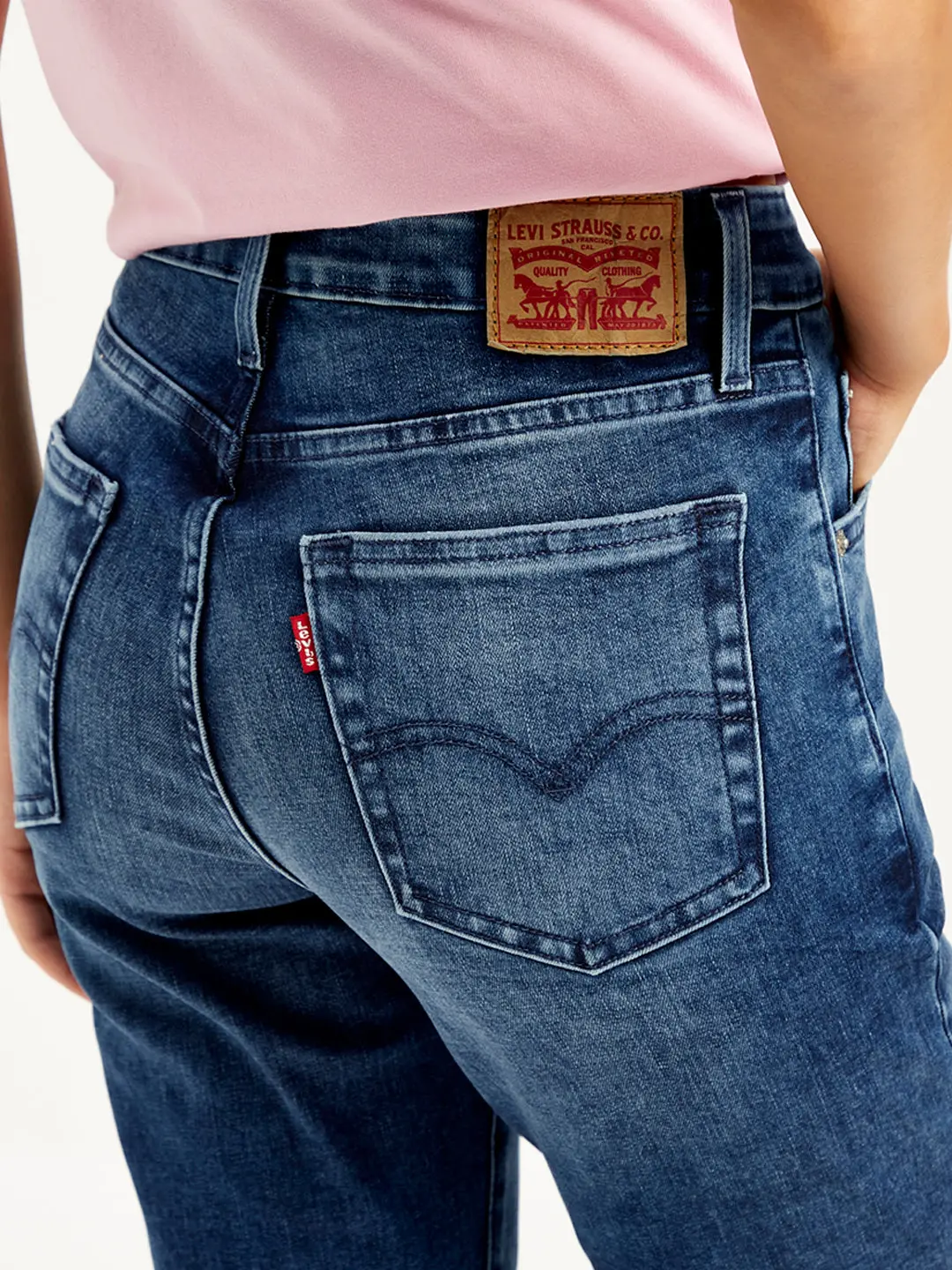 Women's 726 Blue Flared Fit Mid Rise Jeans 5