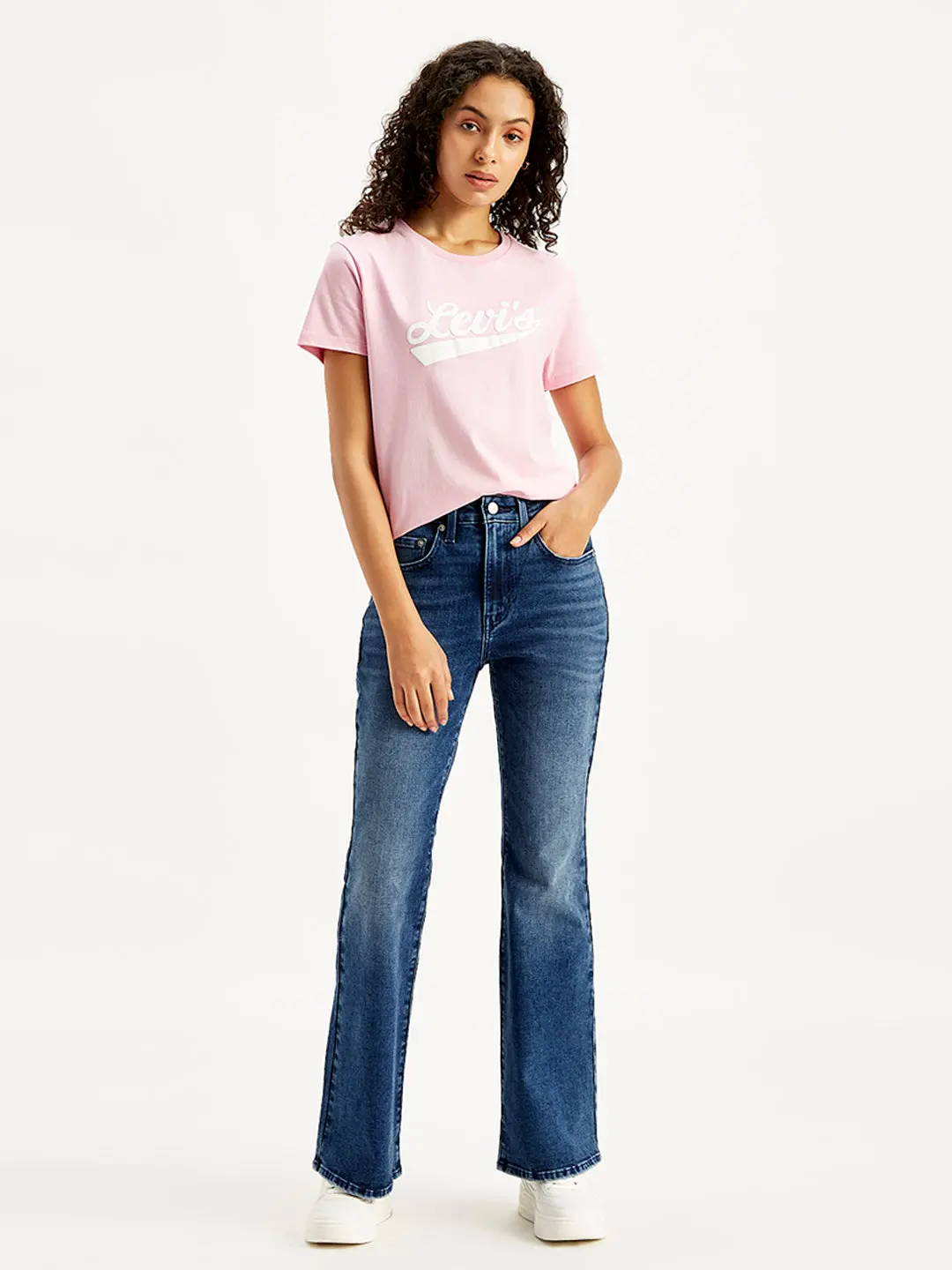 Women's 726 Blue Flared Fit Mid Rise Jeans 6