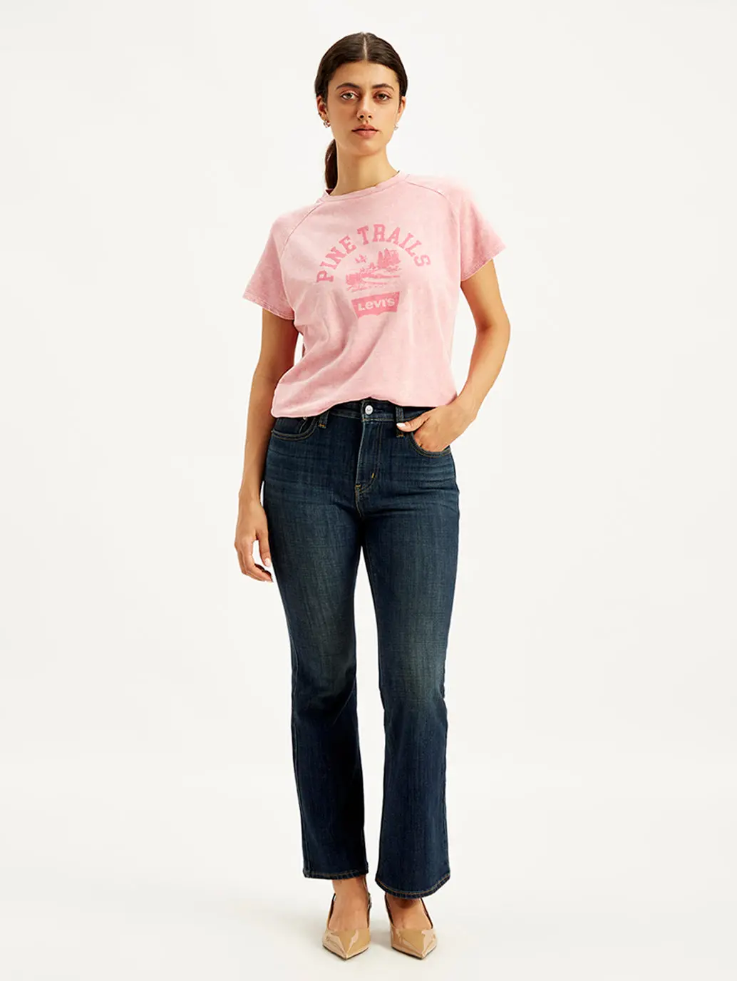 Women's 726 Blue Flared Fit High Rise Jeans 1