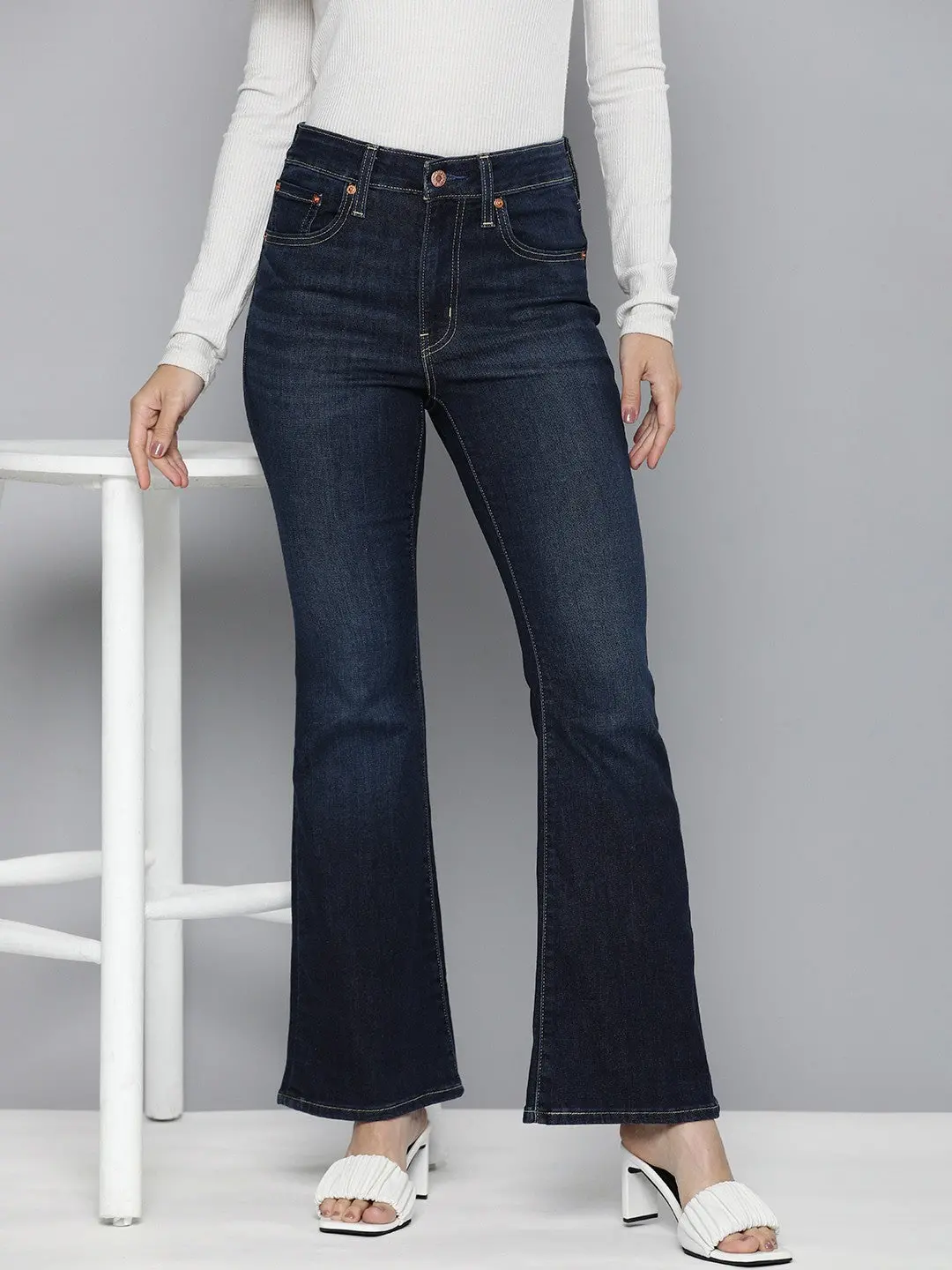 Women's 726 Blue Flared Fit High Rise Jeans 1