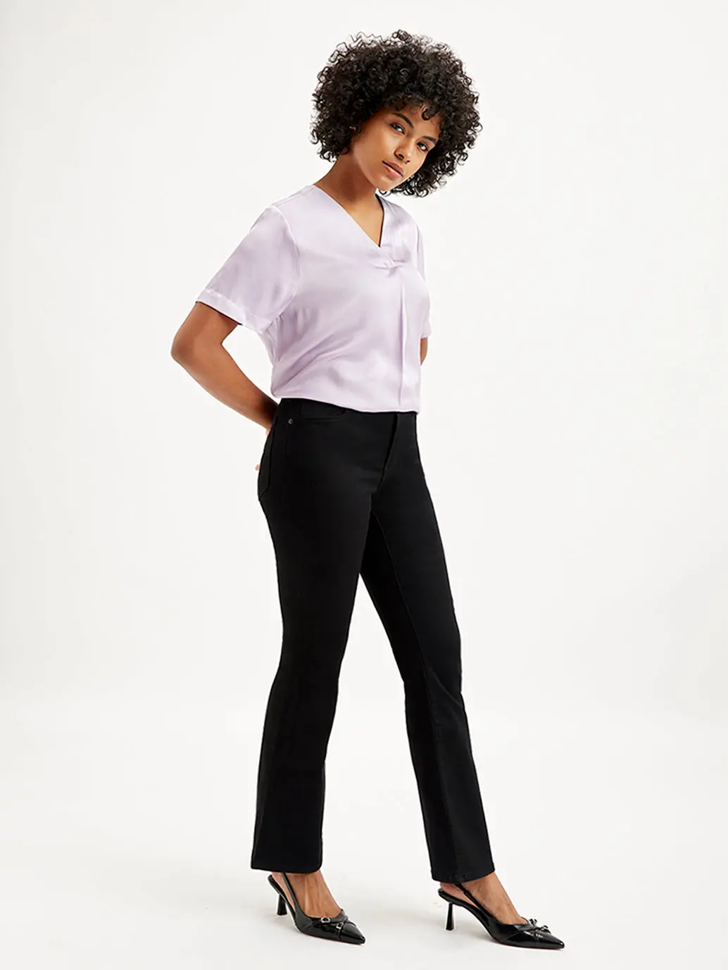 Women's 726 Black Flared Fit Mid Rise Jeans 1