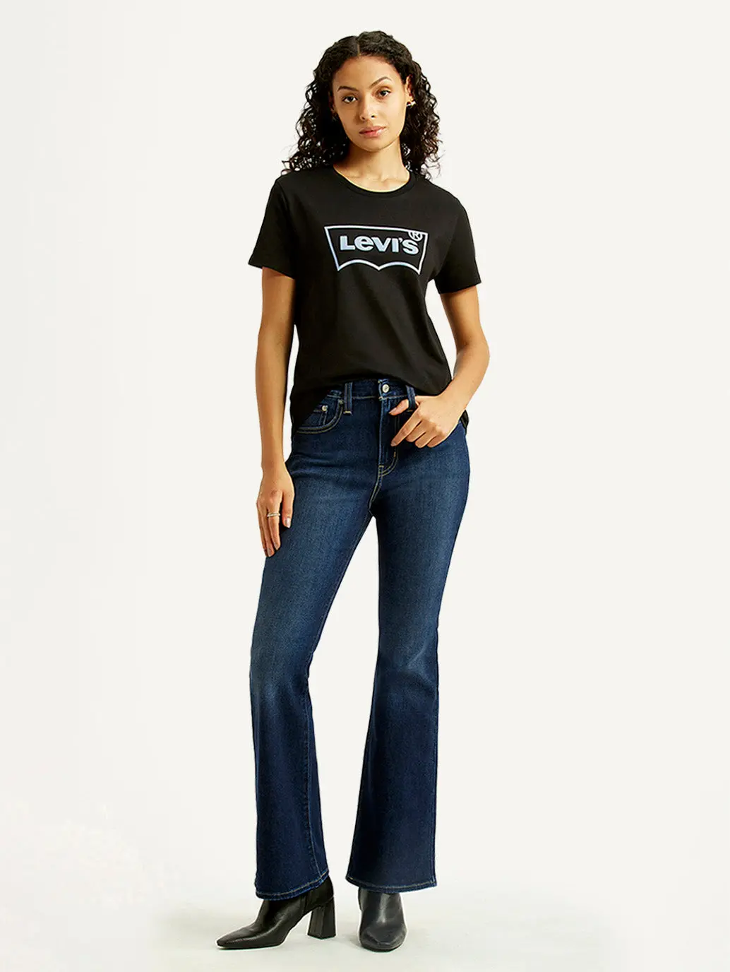 Women's 726 Dark Indigo Flared Fit High Rise Jeans 1