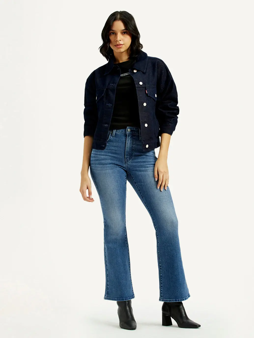 Women's 726 Med Indigo Flared Fit High Rise Jeans 1