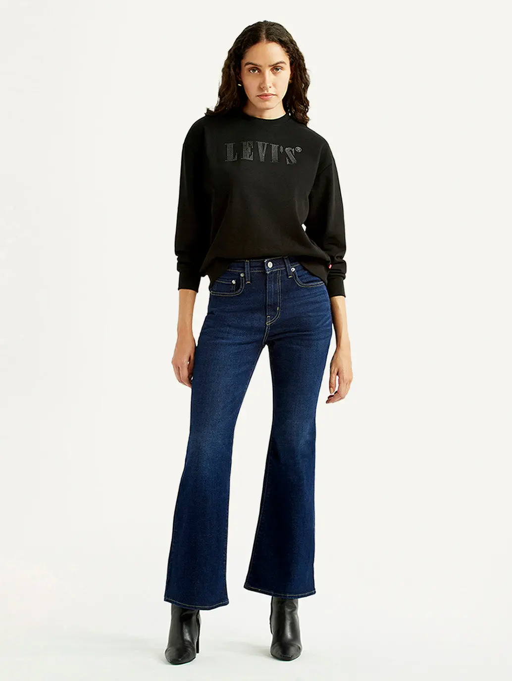 Women's 726 Navy Slim Flared Fit High Rise Jeans 1