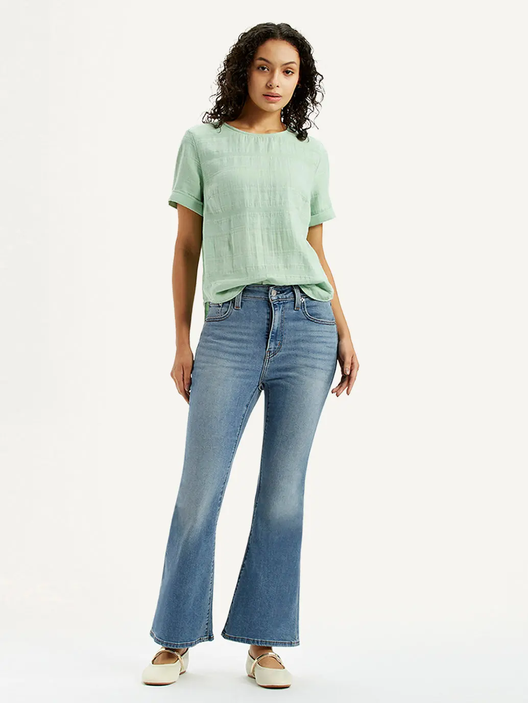 Women's 726 Blue Slim Flare Fit High Rise Jeans 1