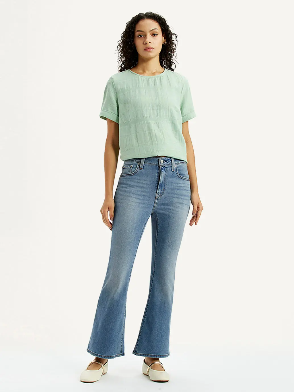 Women's 726 Blue Slim Flare Fit High Rise Jeans 2