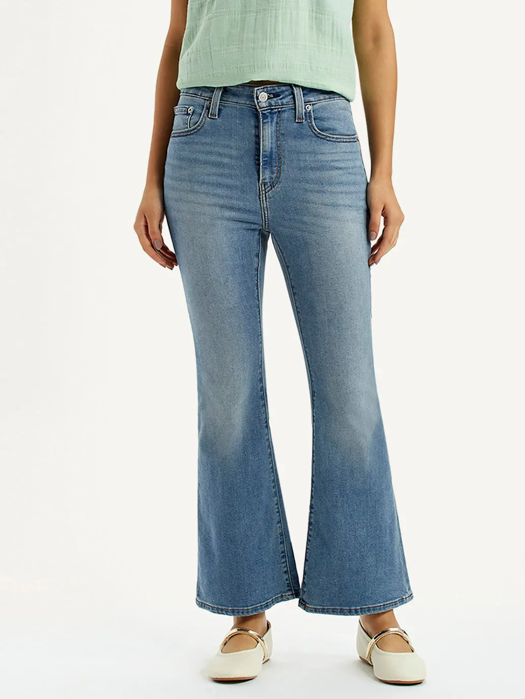 Women's 726 Blue Slim Flare Fit High Rise Jeans 3