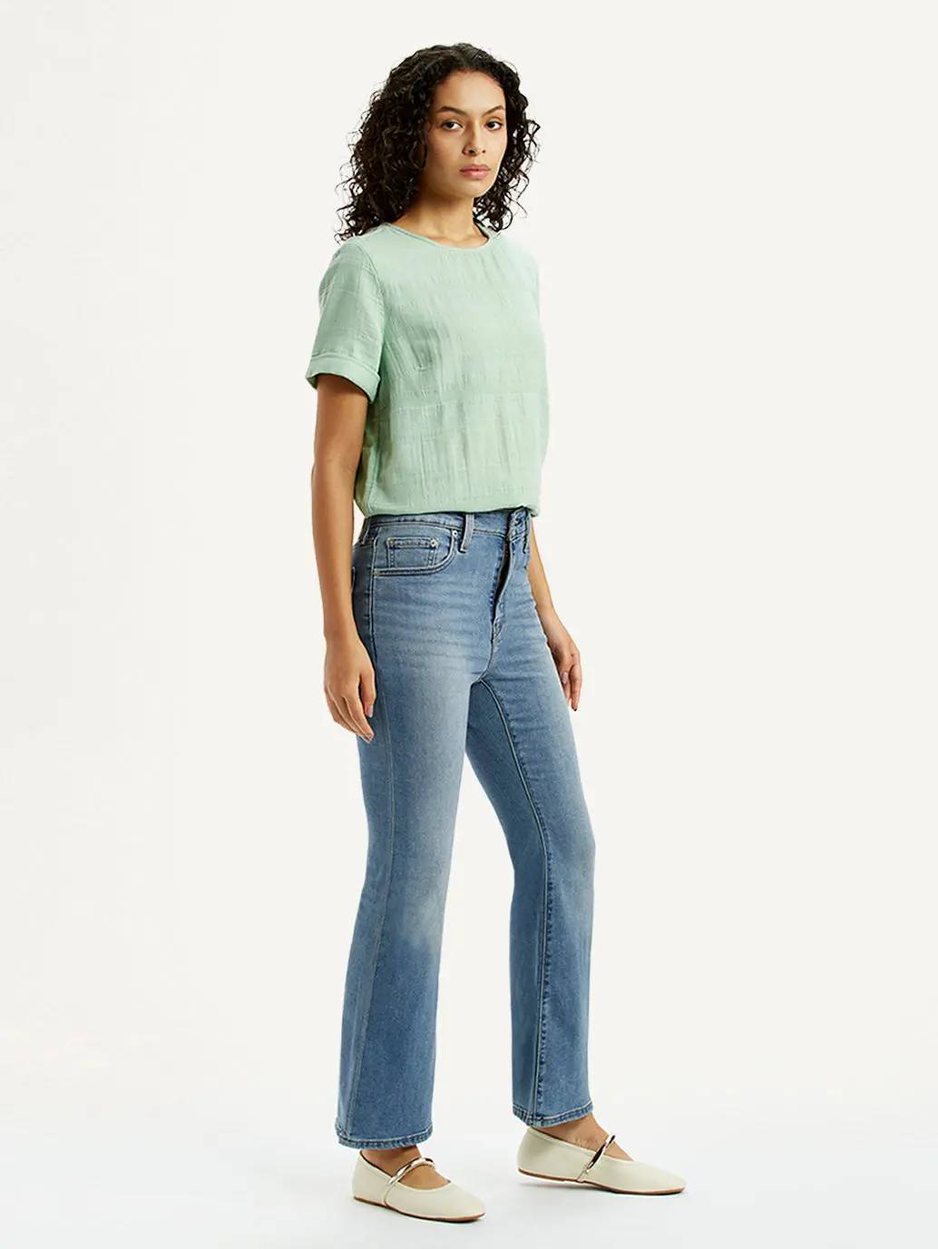 Women's 726 Blue Slim Flare Fit High Rise Jeans 7