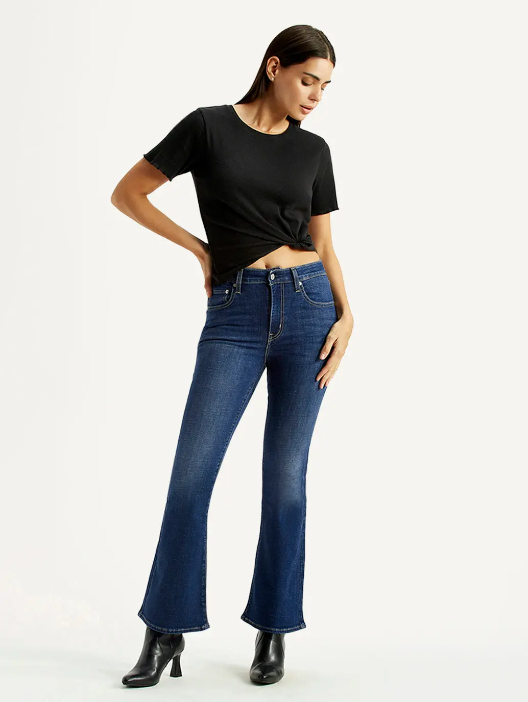 Women's 726 Dark Indigo Flared Fit High Rise Jeans 1