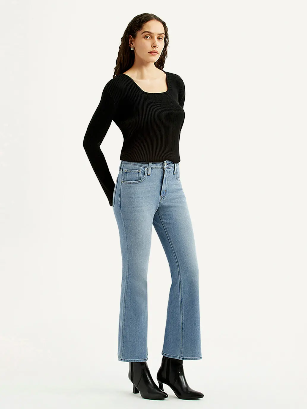 Women's 726 Light Blue Flared Fit High Rise Jeans 7