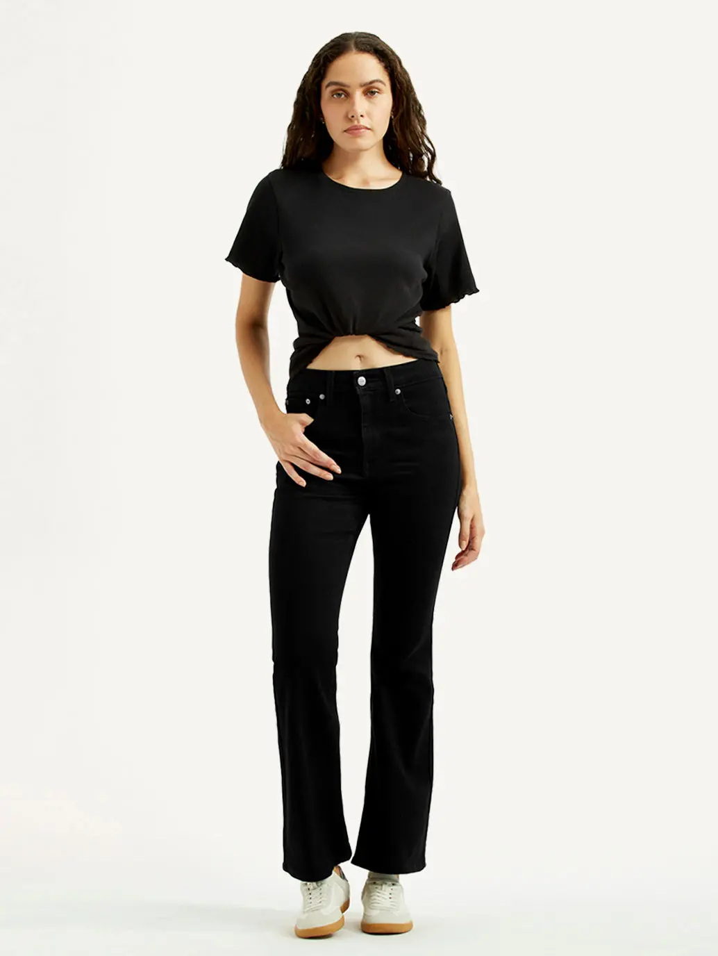 Women's 726 Black Slim Flared Fit High Rise Jeans 1