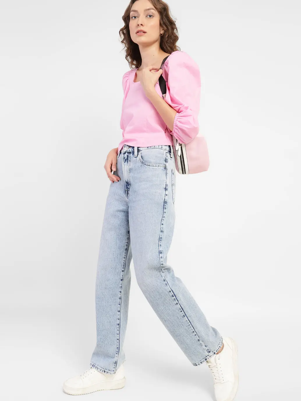Women's Blue Baggy Fit High Rise Jeans 1