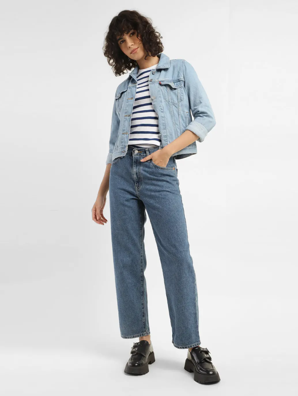 Women's 94 Blue Baggy Fit Mid Rise Jeans 1