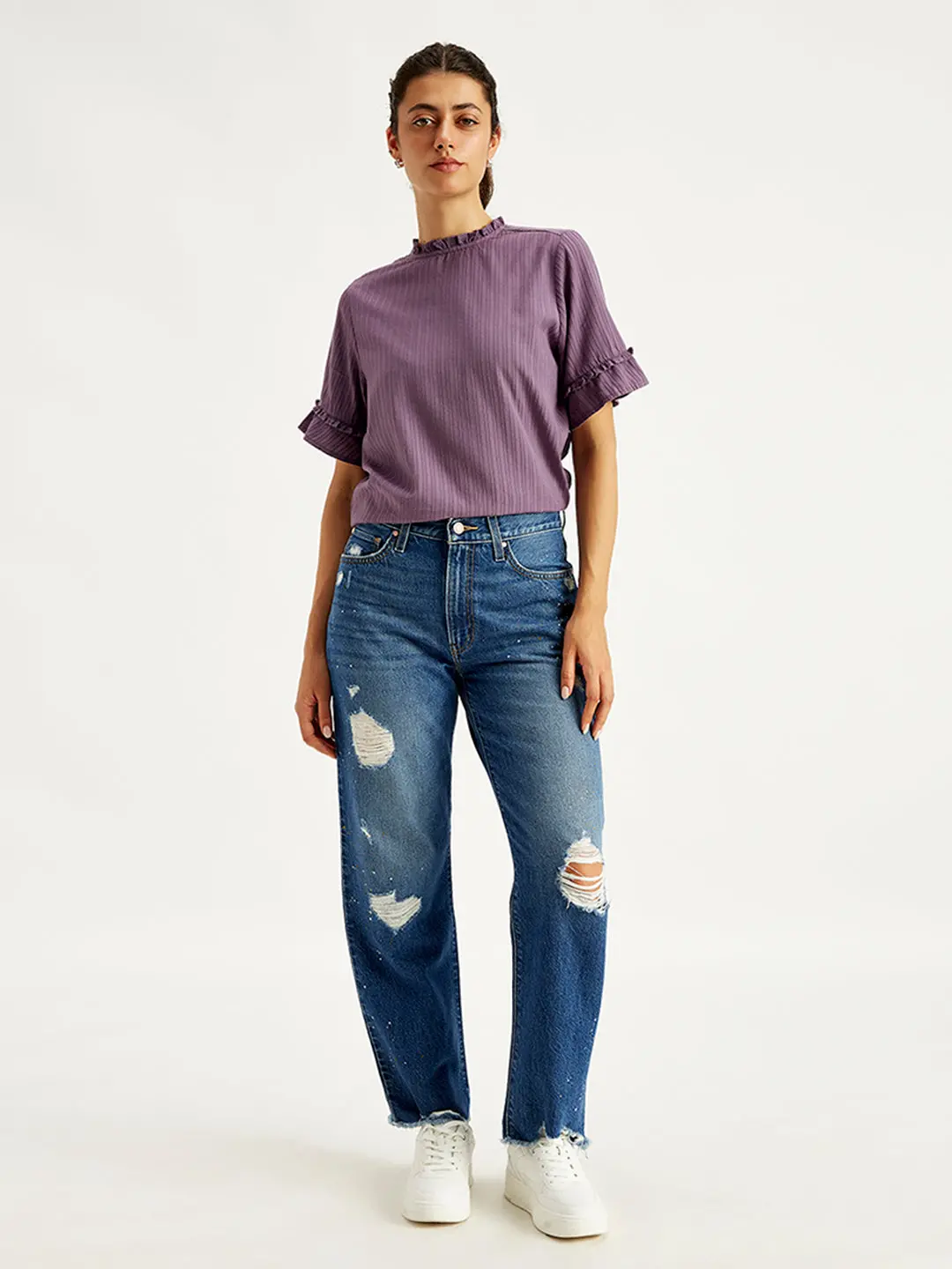 Women's 94 Blue Baggy Fit Mid Rise Jeans 1