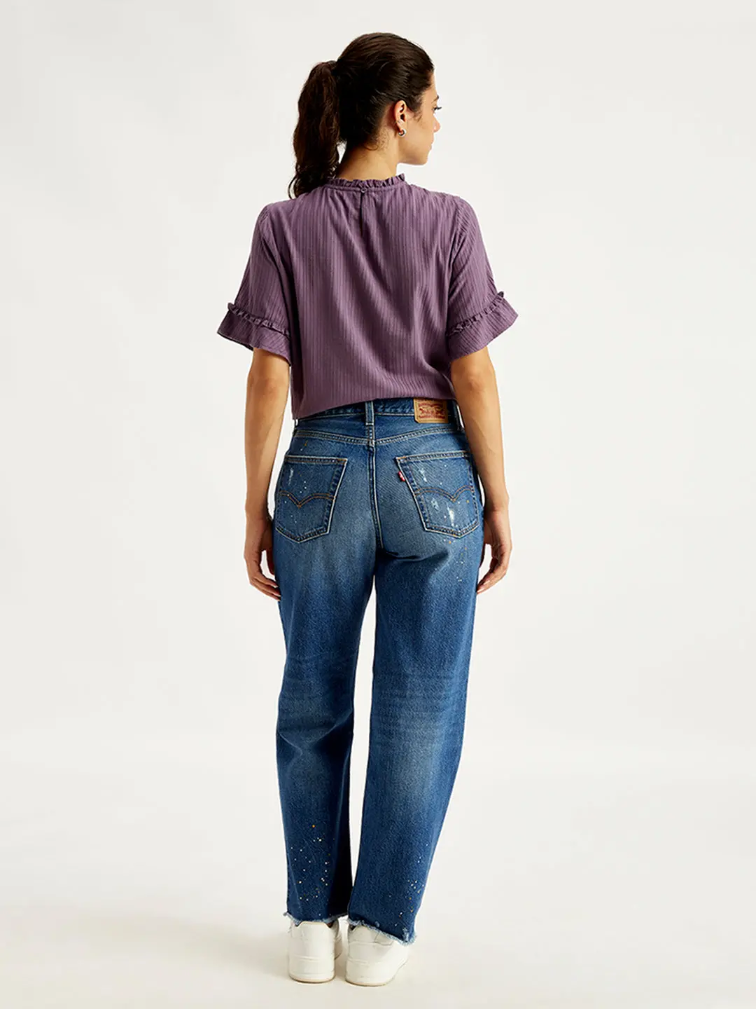 Women's 94 Blue Baggy Fit Mid Rise Jeans 2