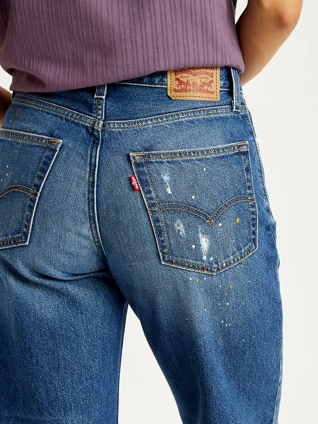 Women's 94 Blue Baggy Fit Mid Rise Jeans 5