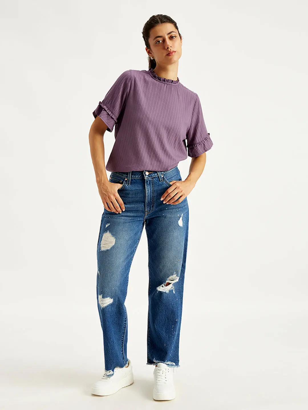 Women's 94 Blue Baggy Fit Mid Rise Jeans 6