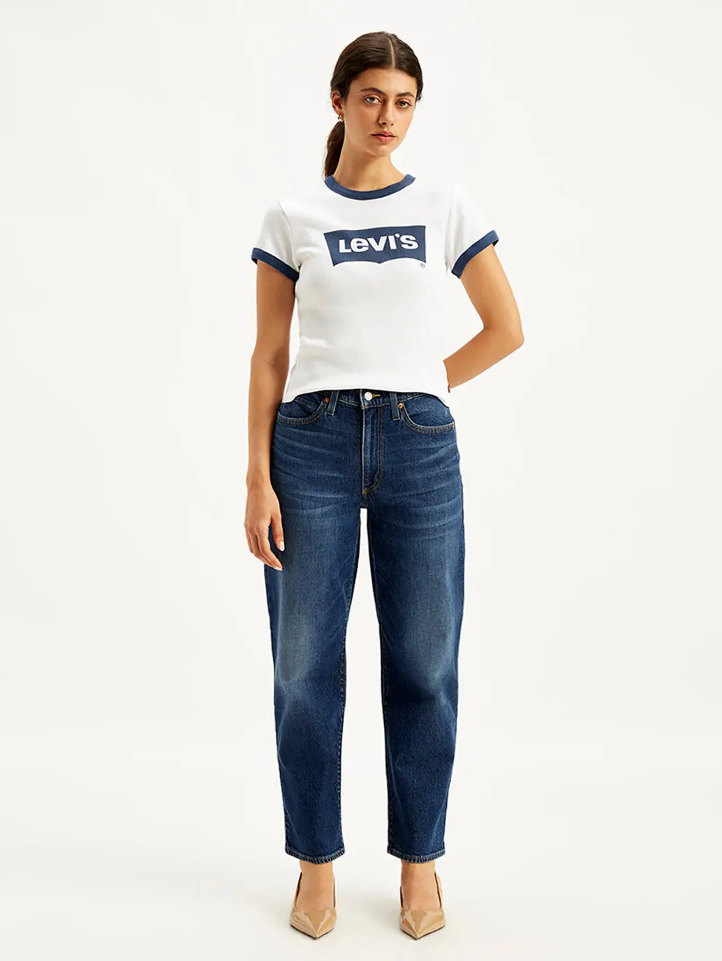 Women's 94 Blue Baggy Fit Mid Rise Jeans 5