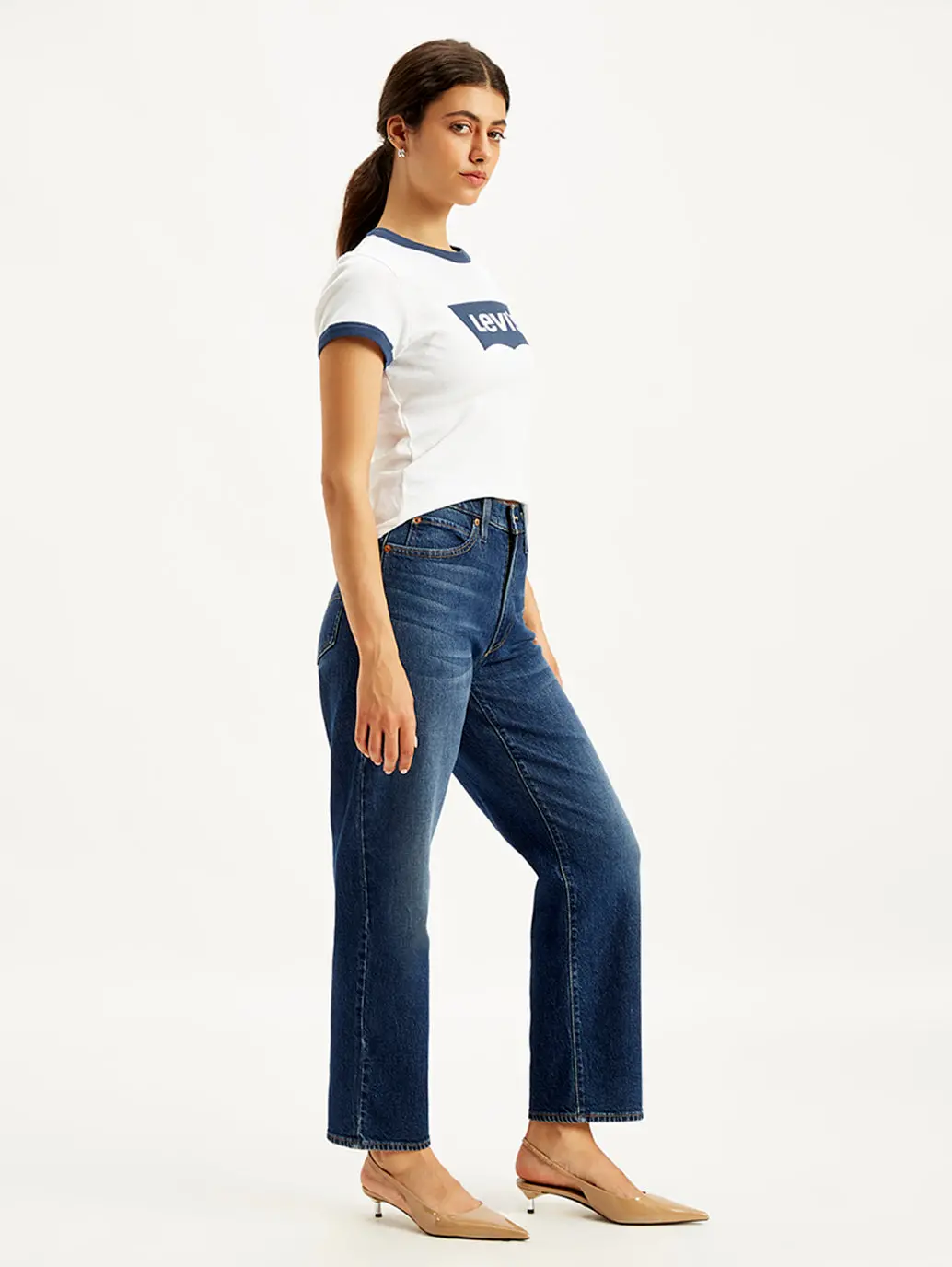 Women's 94 Blue Baggy Fit Mid Rise Jeans 3