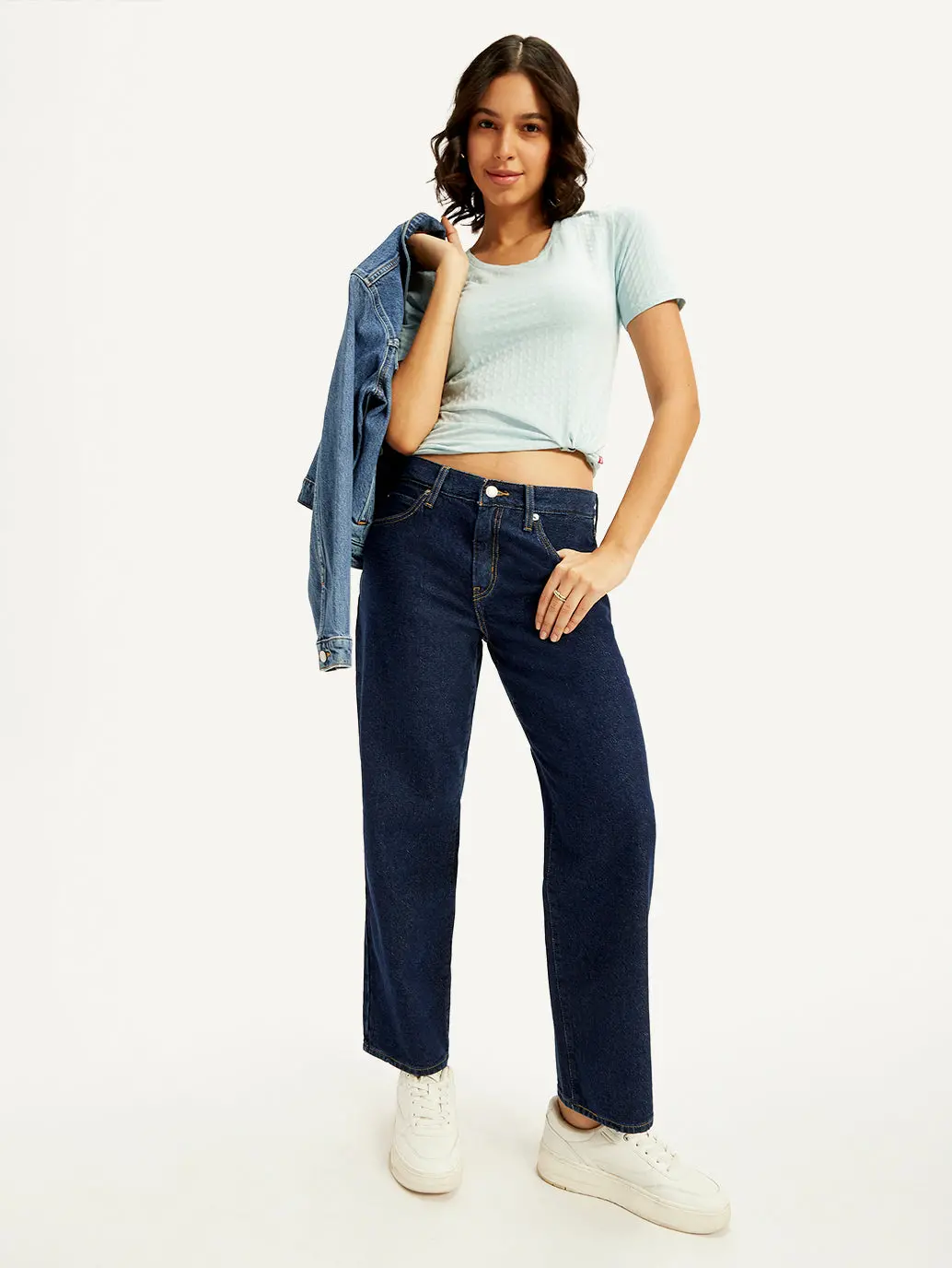Women's 94 Blue Baggy Fit Mid Rise Jeans 1