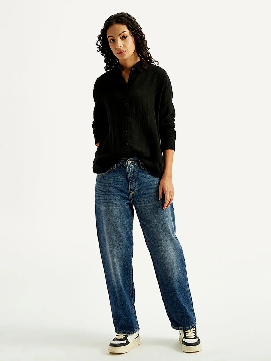 Women's 94 Blue Baggy Fit Mid Rise Jeans 1