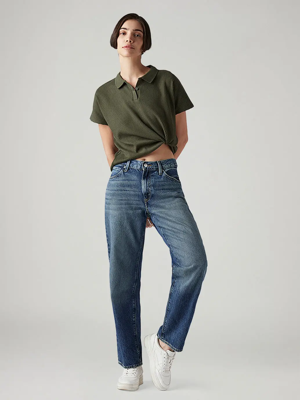 Women's 94 Blue Baggy Fit Mid Rise Jeans 1