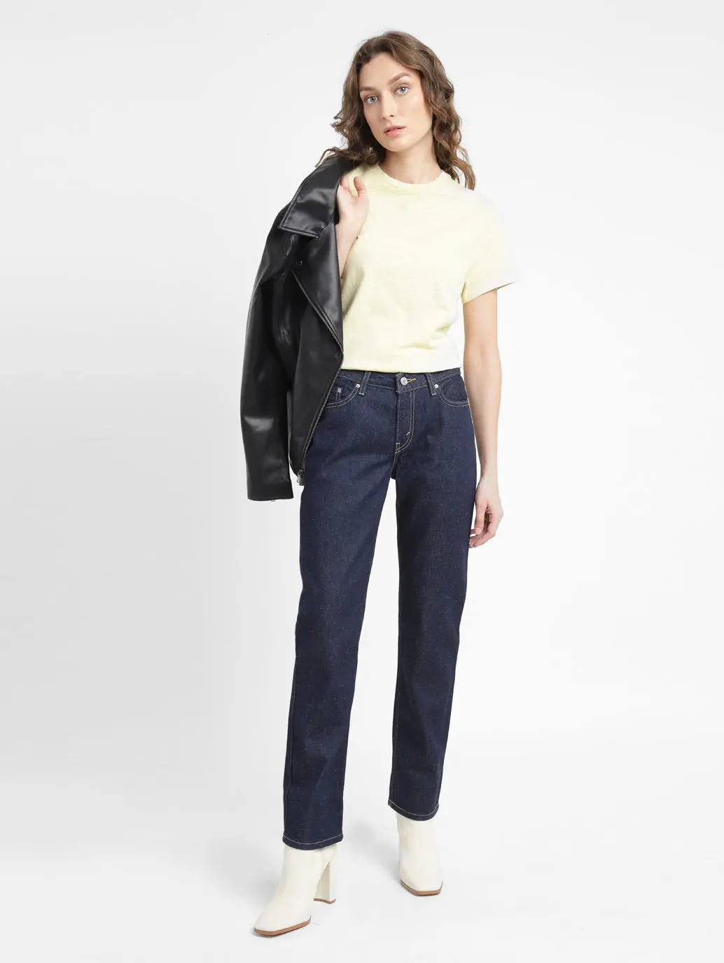 Women's Blue Low Pitch Straight Fit Mid Rise Jeans 1