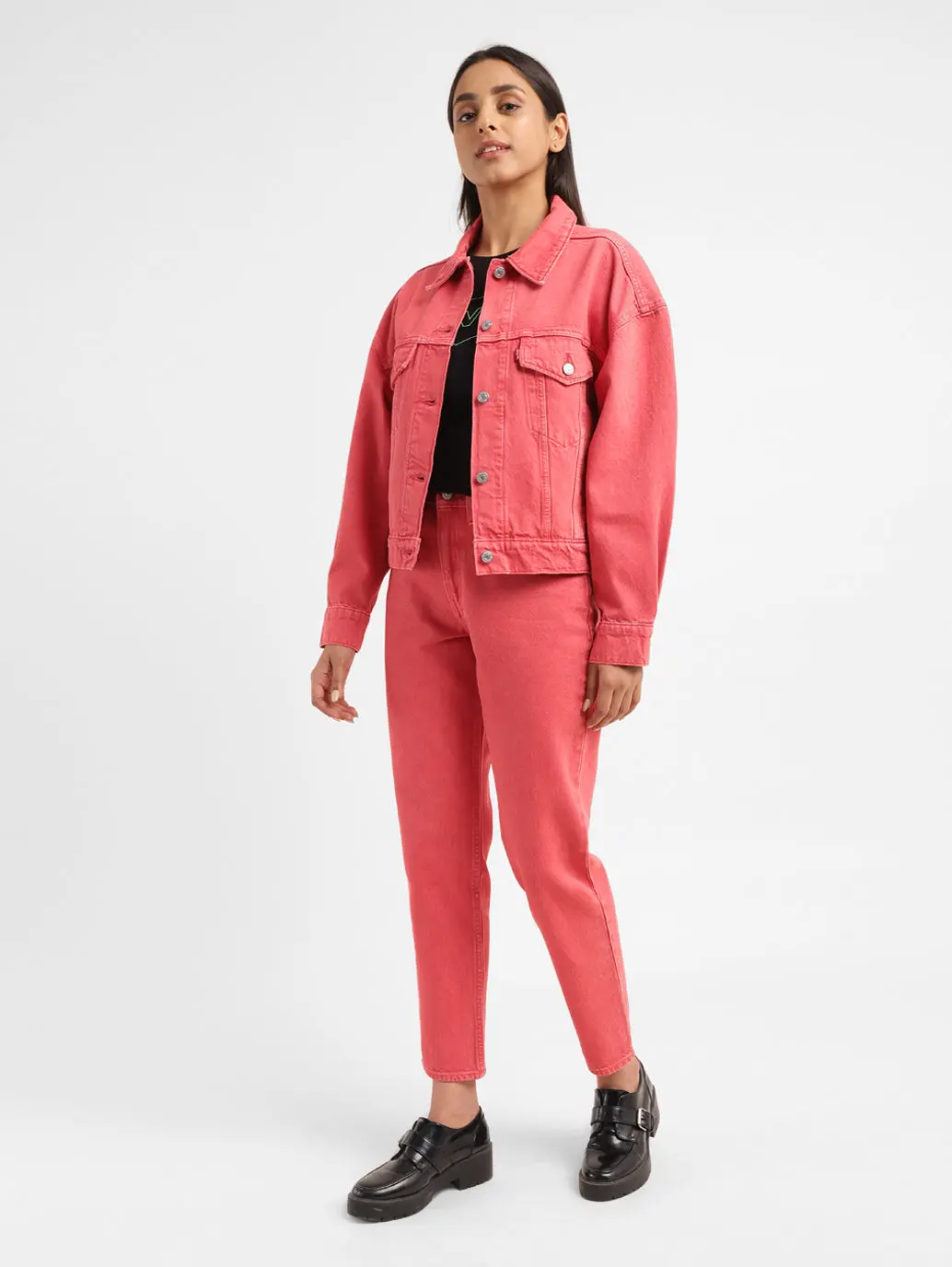 Women's 80S Mom Pink Loose Fit High Rise Jeans 1