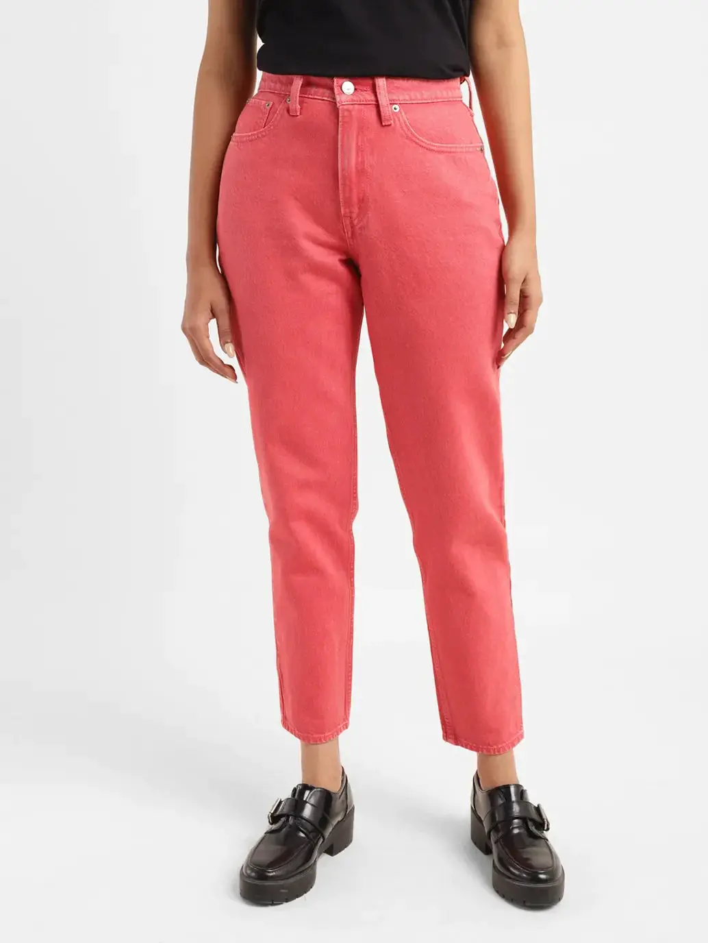 Women's 80S Mom Pink Loose Fit High Rise Jeans 2