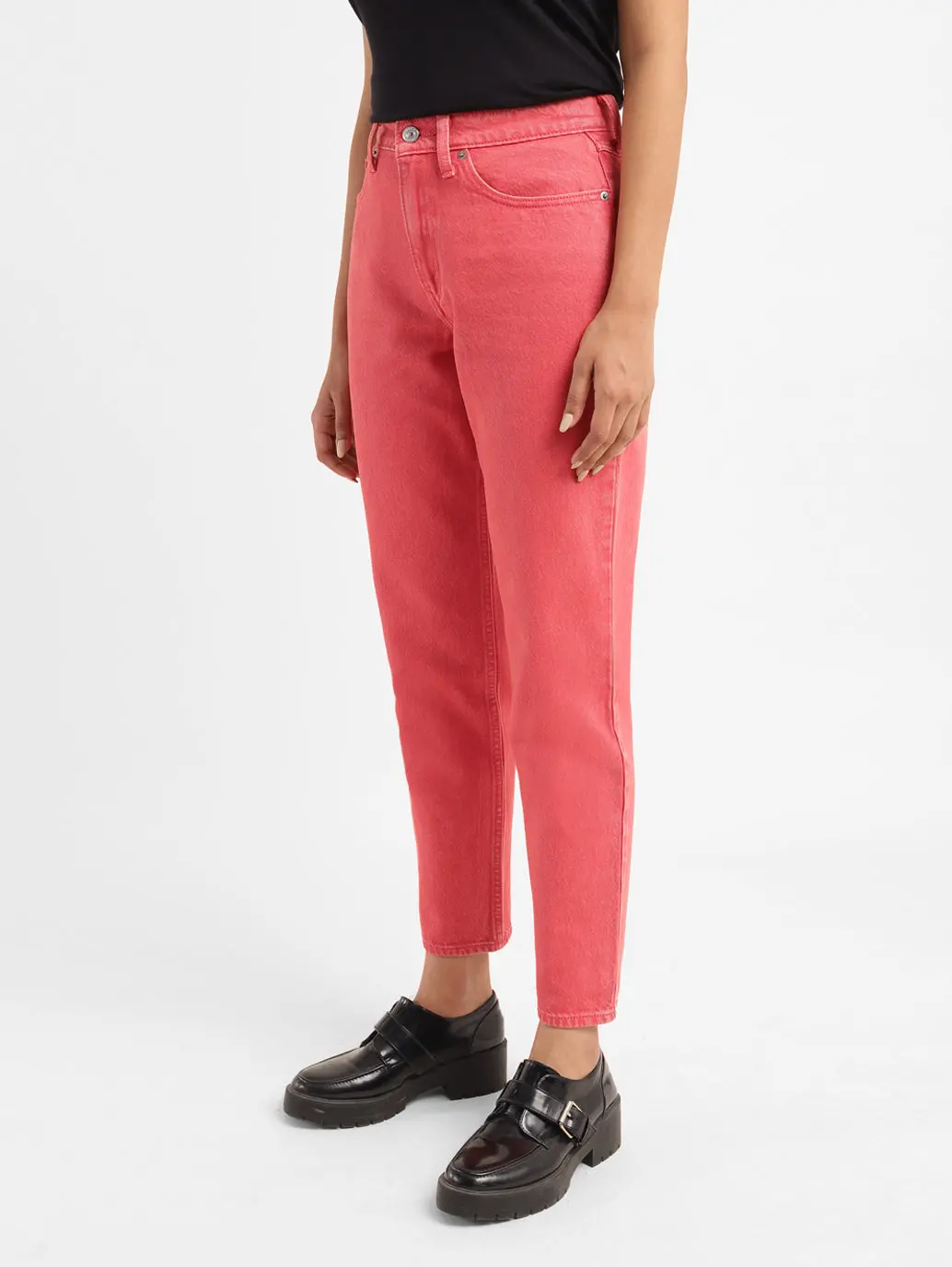 Women's 80S Mom Pink Loose Fit High Rise Jeans 5