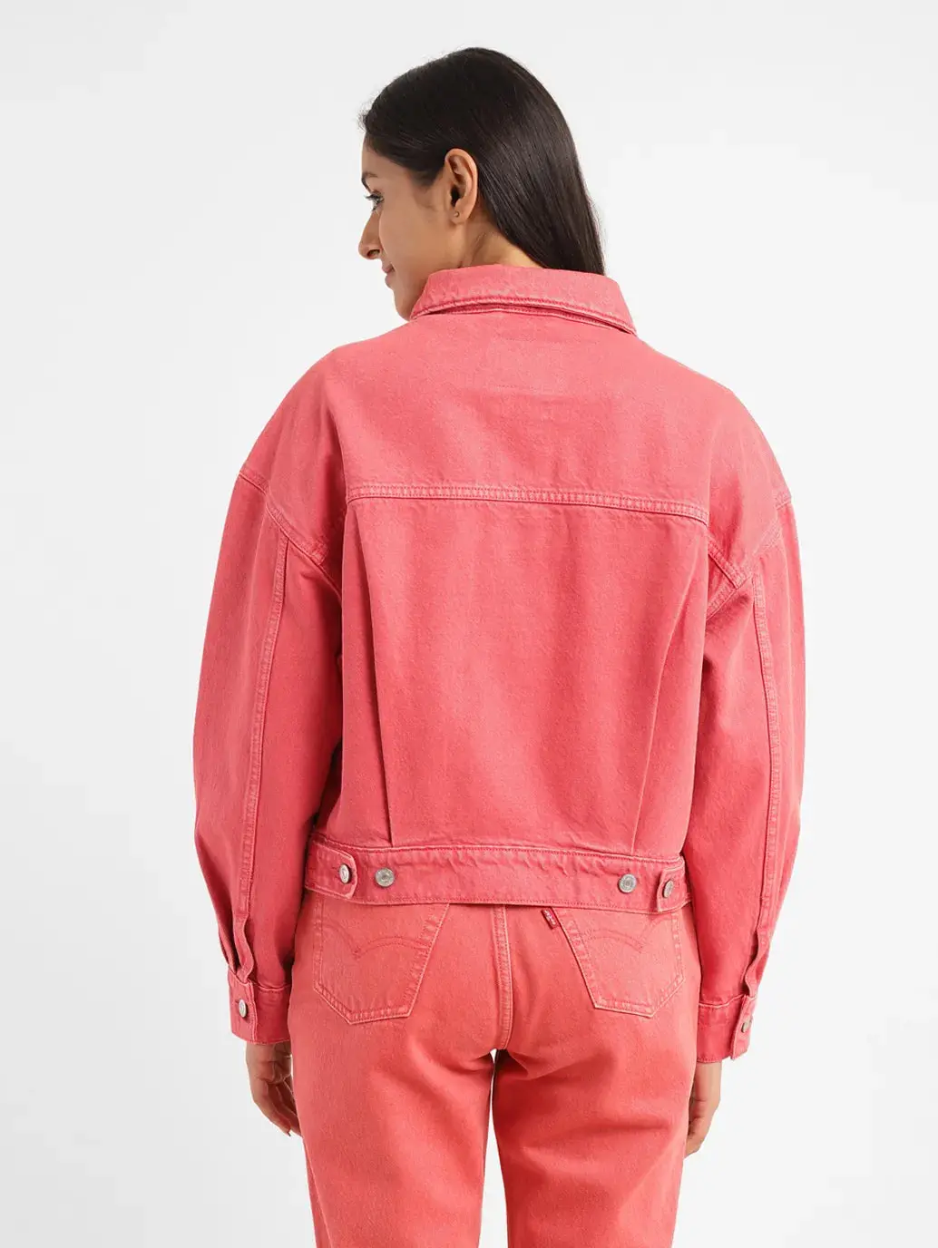 Women's Solid Spread Collar Denim Jacket 3