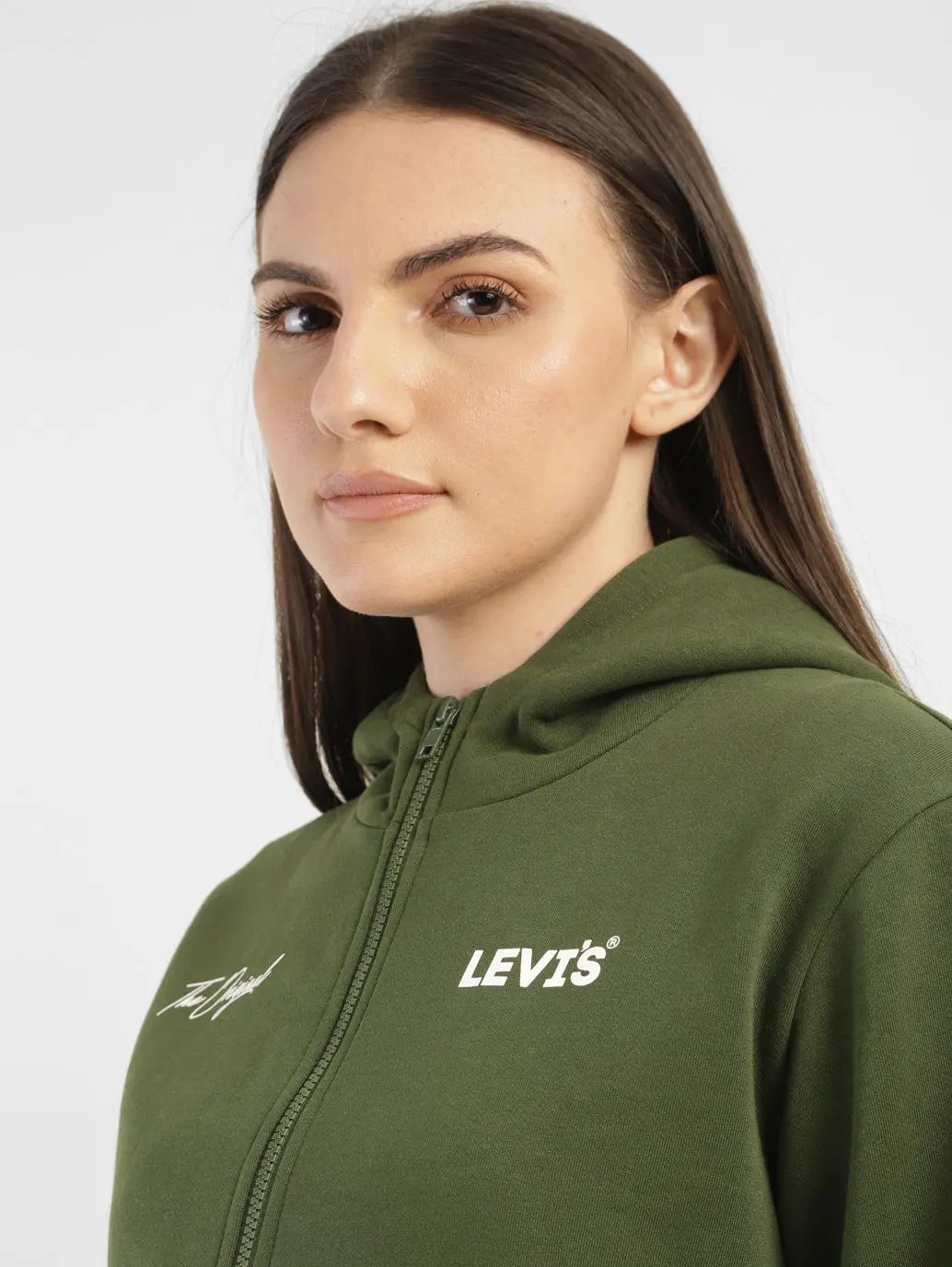 Women's Alphanumeric Print Green Hooded Sweatshirt 5