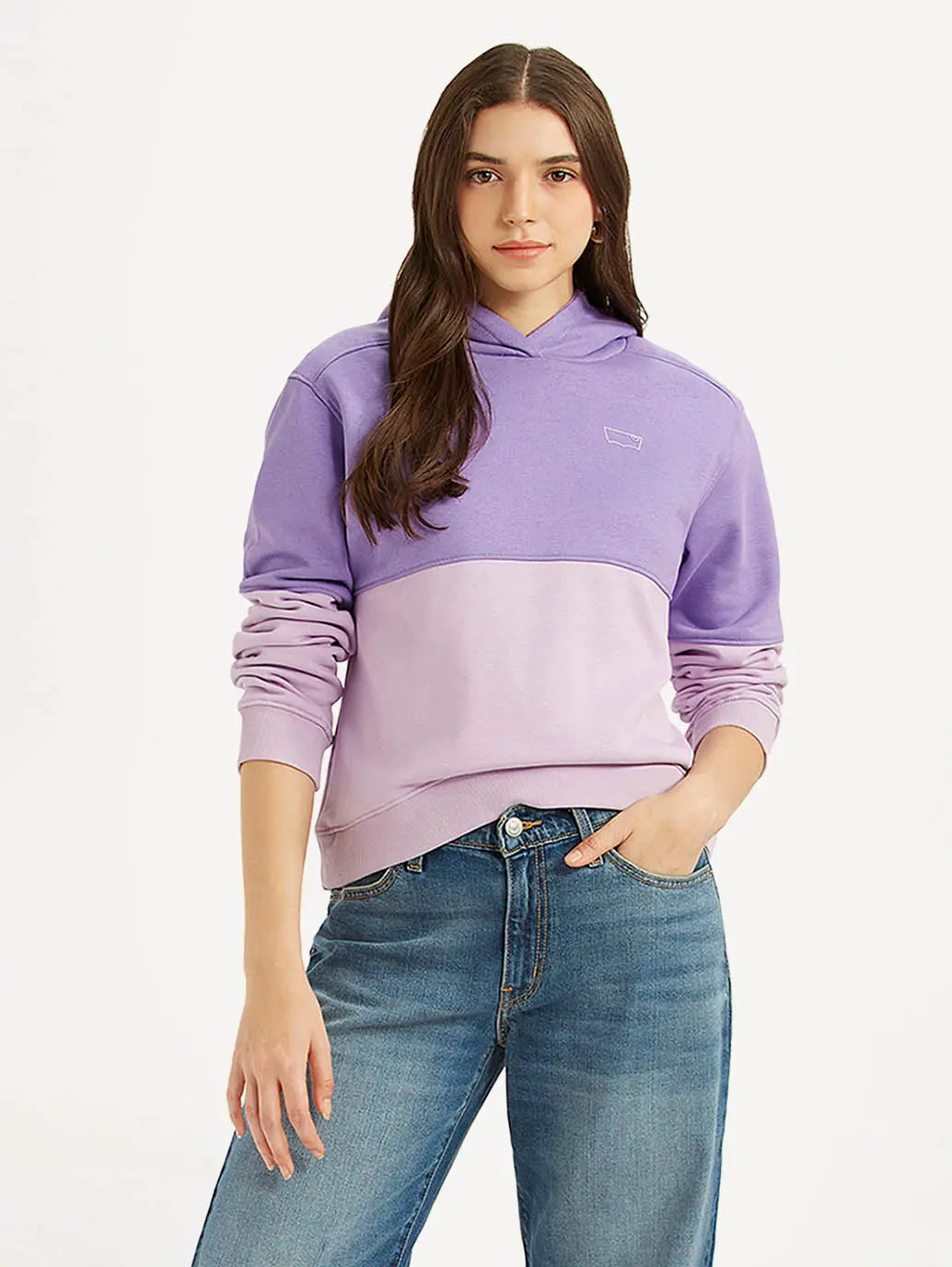 Women's Colorblock Lavender Hooded Sweatshirt 1