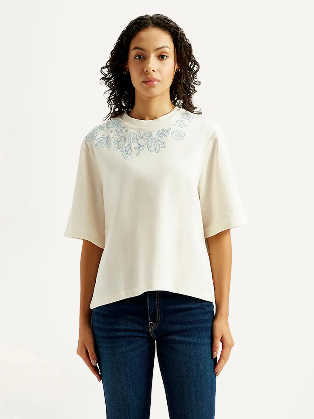 Women's Embroidered Relaxed Fit T-Shirt 1